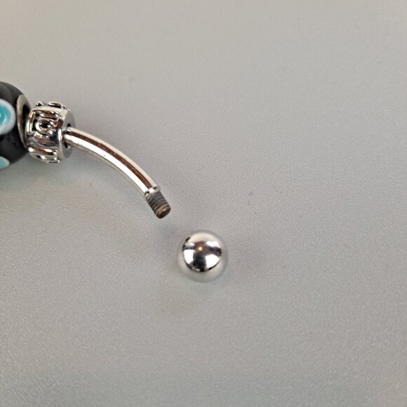 Silver Open Bracelet w/Removeable Lampwork Beads - Picture 2 of 11